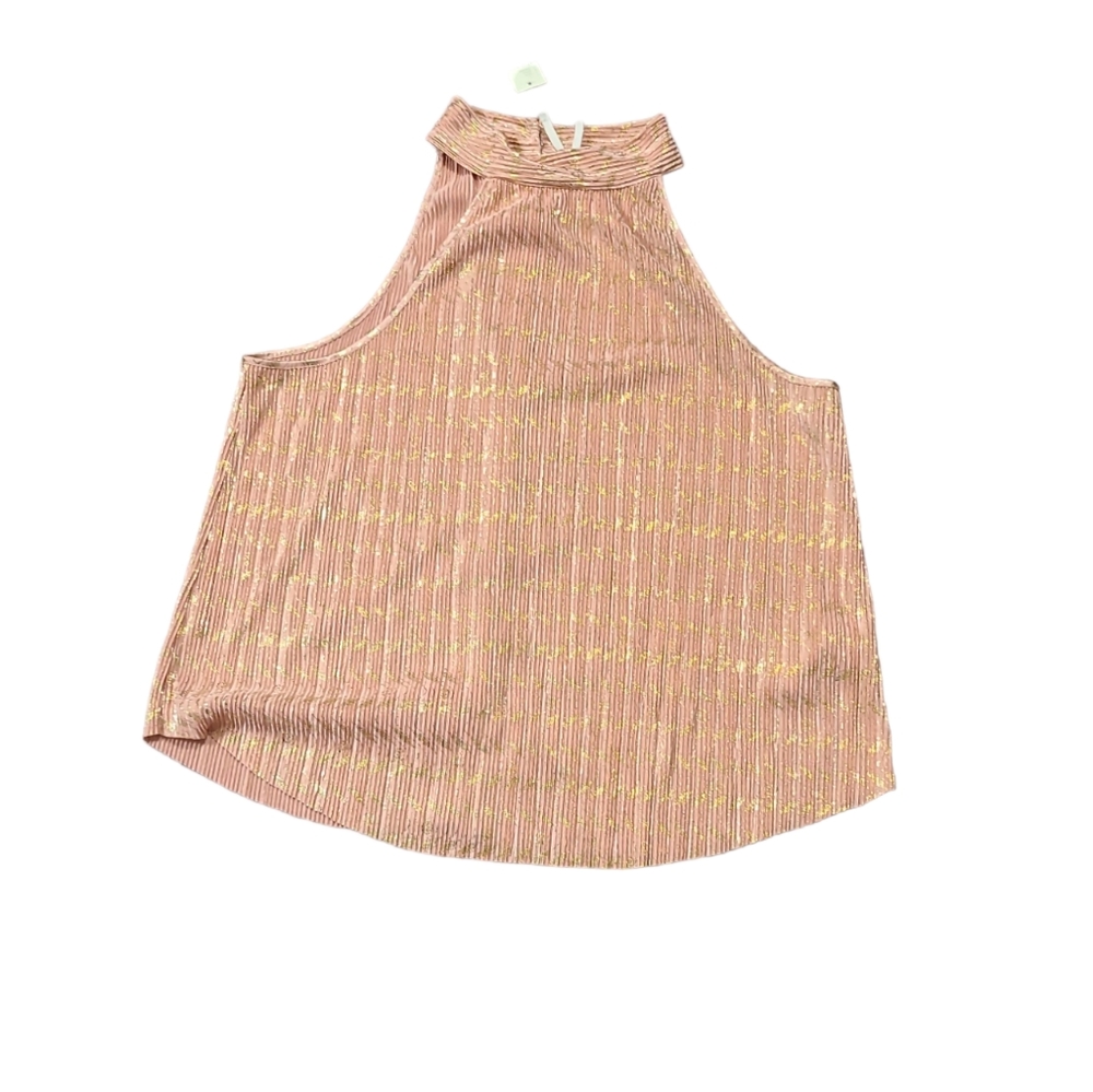 NWT Anthropologie Vickie Halter Top Pink Size Large shimmering buttoned back